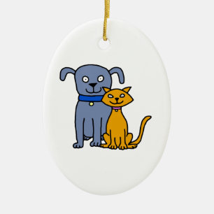 Cat and Dog Ceramic Tree Decoration