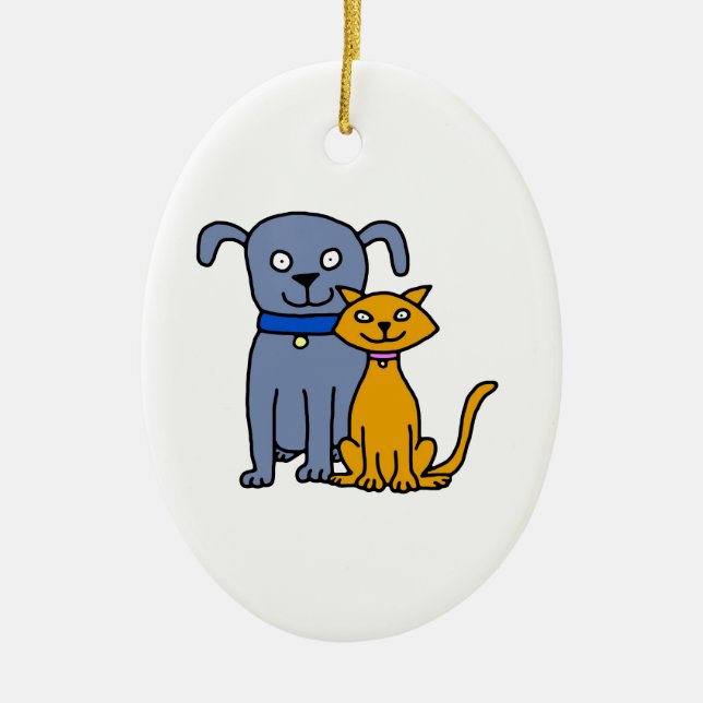 Cat and Dog Ceramic Tree Decoration (Front)