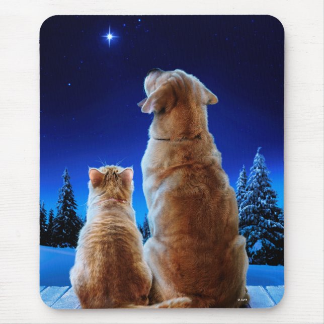 Cat and Dog Christmas Miracle Mouse Mat (Front)