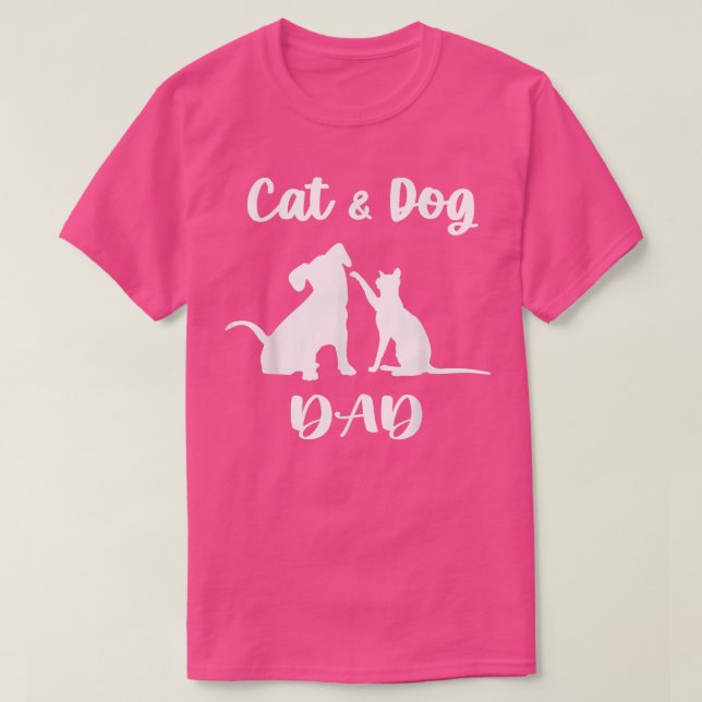 Cat and Dog Dad  Pets Animals Lover Puppy for Men  T-Shirt (Design Front)