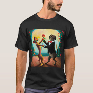 Cat And Dog Dancing Tango In Dance Club, Ai Art T-Shirt