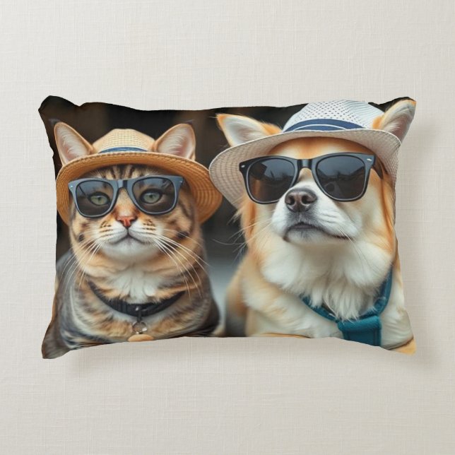 Cat and Dog design Pillow (Front)