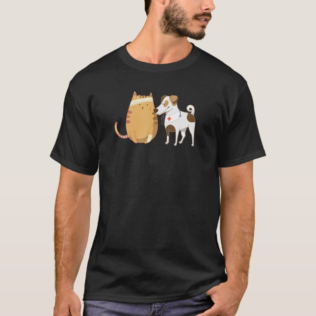 Cat And Dog Doctor Funny Veterinarian Animal Veter T-Shirt (Front)