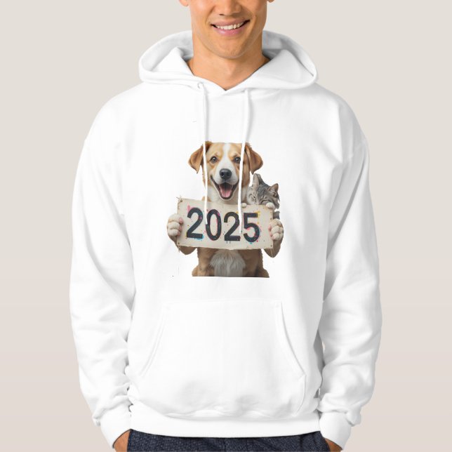 Cat and Dog Holding the poster 2025 Hoodie (Front)