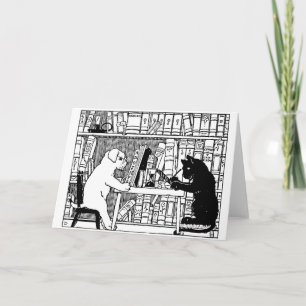 Cat and Dog in the Library Card