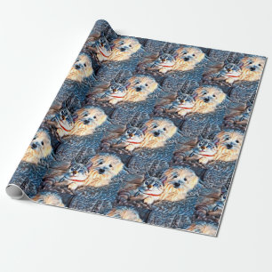 Cat and dog love wrapping paper