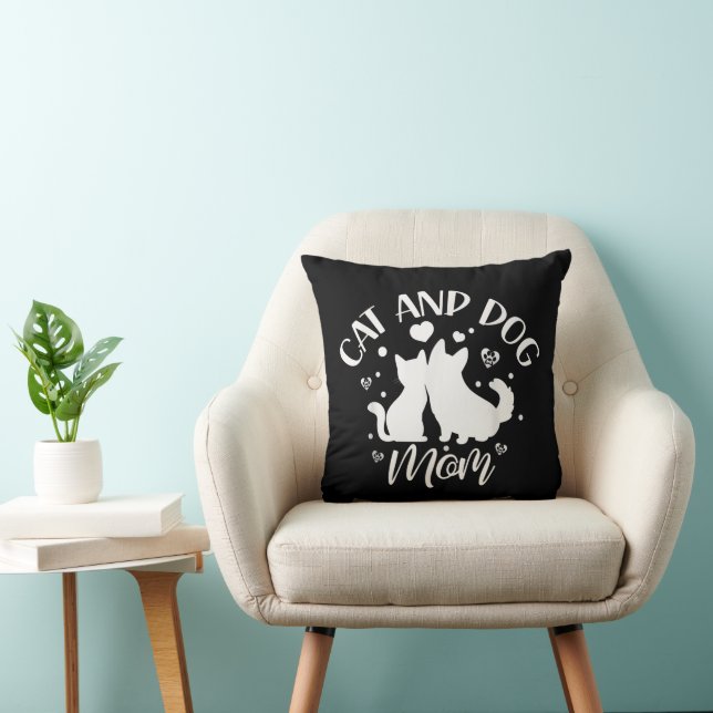Cat And Dog Mum Girl Lover Dogs Cats Mother Mummy  Cushion (Chair)