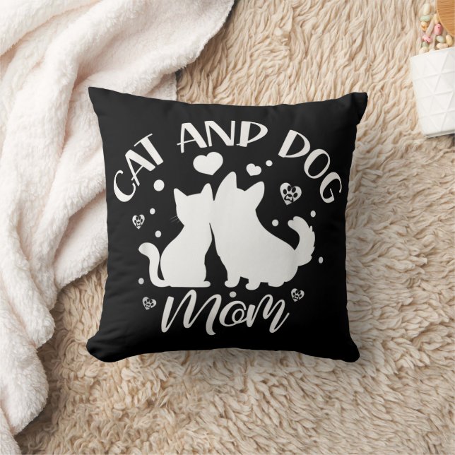 Cat And Dog Mum Girl Lover Dogs Cats Mother Mummy  Cushion (Blanket)