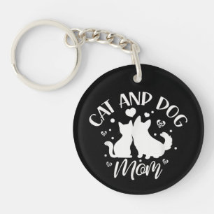 Cat And Dog Mum Girl Lover Dogs Cats Mother Mummy  Key Ring