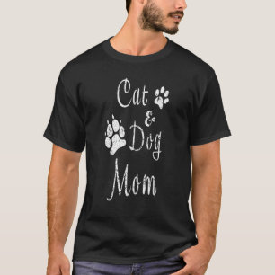Cat And Dog Mum Kitten And Mama Kitty And Pup Moth T-Shirt