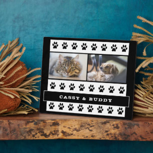 Cat and Dog Pet Paw Print 2 Photo Plaque