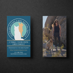 Cat and Dog Pet Sitter Dog Walker Photo Business Card