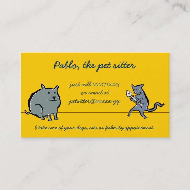 cat and dog (pet sitting) business card (Front)