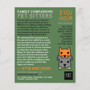 Cat and Dog, Pet Sitting Service Advertising Flyer