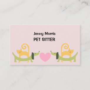 Cat and Dog Print Adorable Pet Sitter Business Card