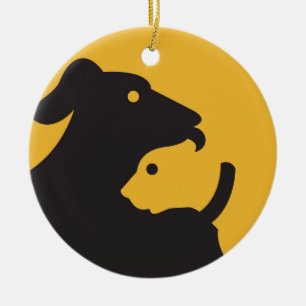 Cat and Dog Silhouette Ceramic Tree Decoration