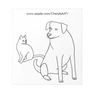 Cat and Dog Sitting Colouring Notepads