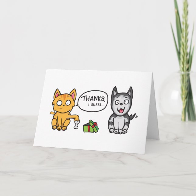 Cat and Dog Thank You Card (Front)