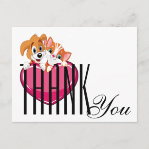Cat and Dog Thank You Postcard