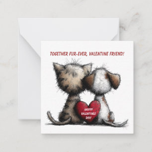 Cat and Dog Valentine Card for Kids 