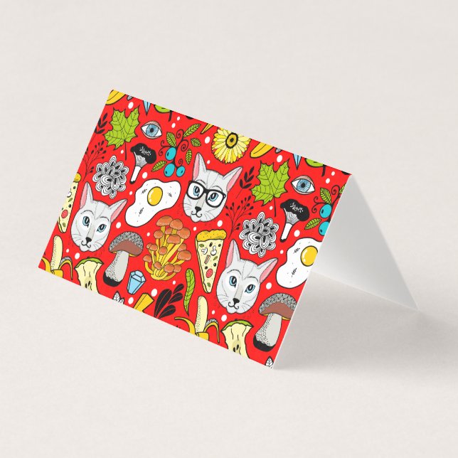 Cat and egg on red (Front)