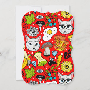 Cat and egg on red card