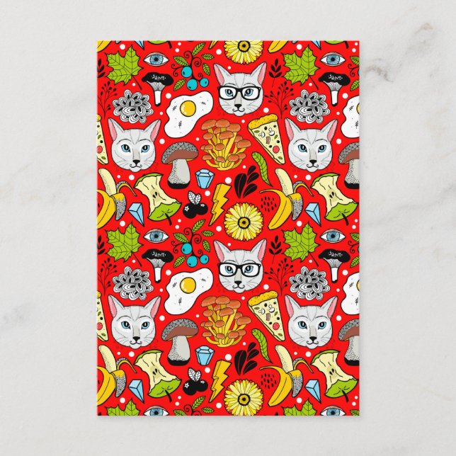 Cat and egg on red enclosure card (Front)