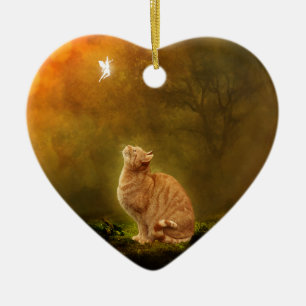 Cat and Fairy Ceramic Tree Decoration