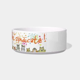 Cat and Firework Art Ceramic Pet Cat Bowl
