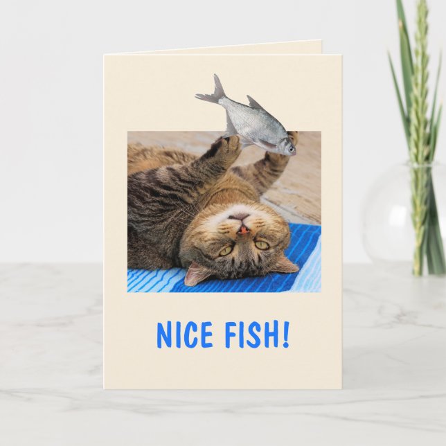 Cat And Fish Birthday Card (Front)