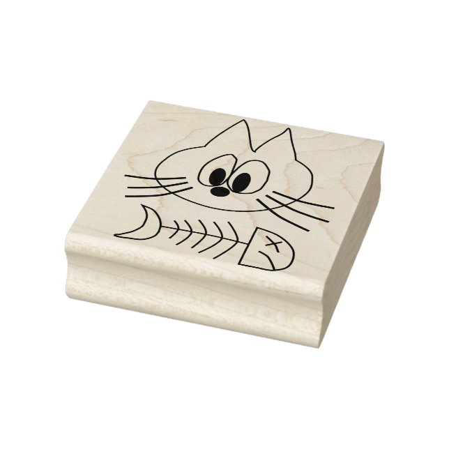 Cat and Fish bones Rubber Stamp (Stamp)
