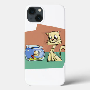 Cat and fish bowl clipart iPhone 13 case