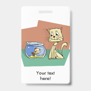 Cat and fish bowl clipart ID badge