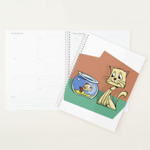 Cat and fish bowl clipart planner