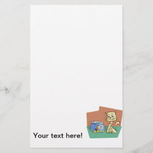 Cat and fish bowl clipart stationery