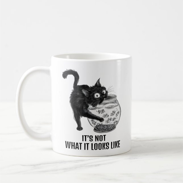 Cat and Fish Coffee Mug (Left)