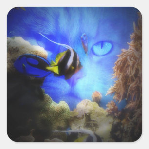 Cat and Fish Cute and Funny Sticker