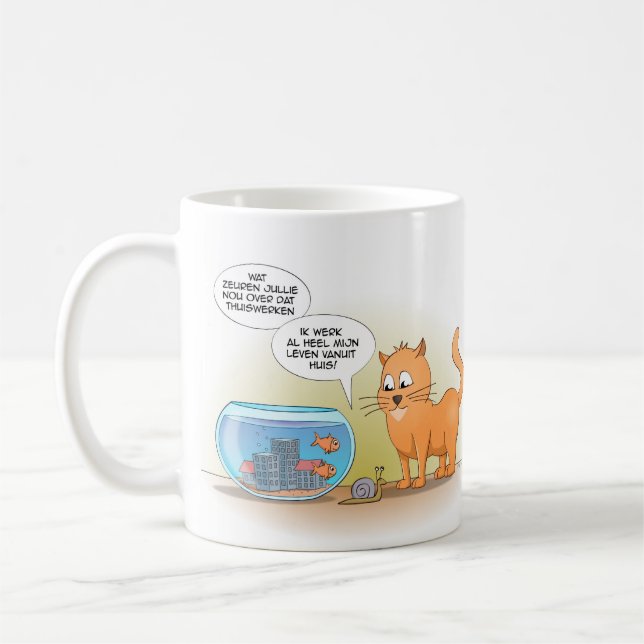 Cat and fish; from home coffee mug (Left)