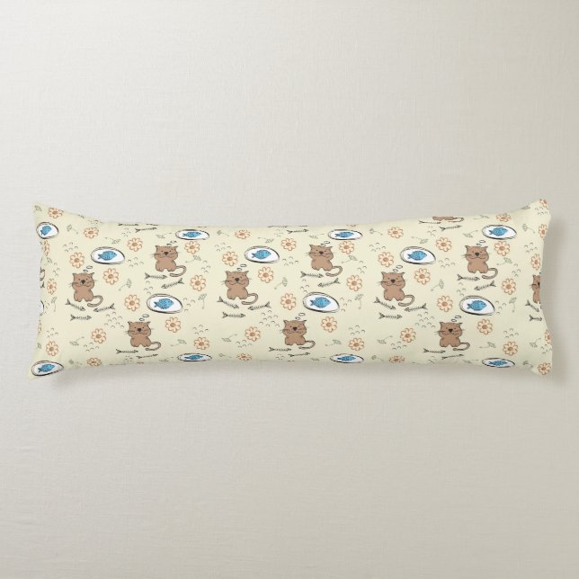 cat and fish pattern body cushion (Front)