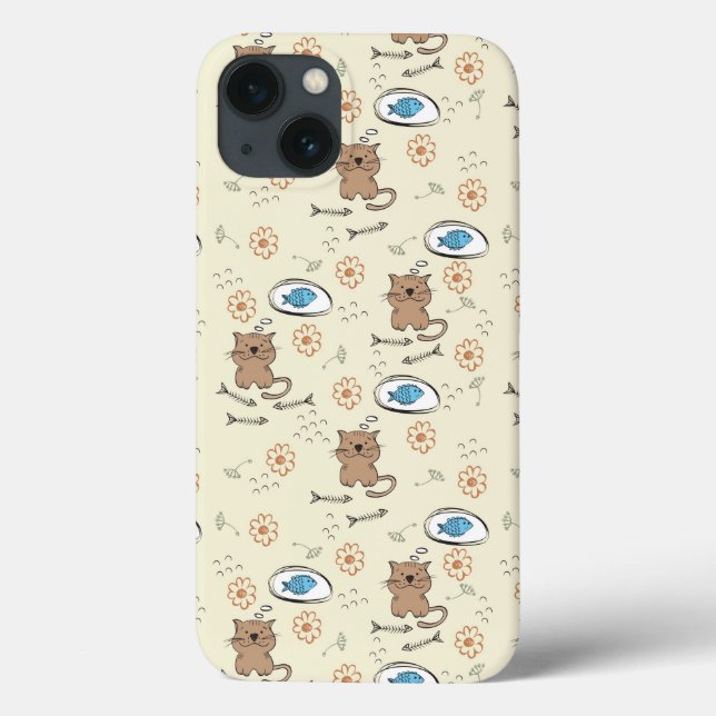 cat and fish pattern Case-Mate iPhone case (Back)
