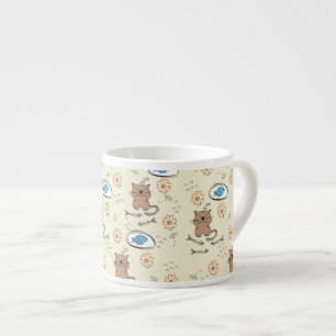 cat and fish pattern espresso cup