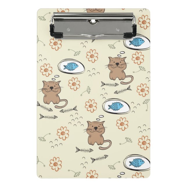 cat and fish pattern mini clipboard (Front)