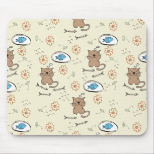 cat and fish pattern mouse mat