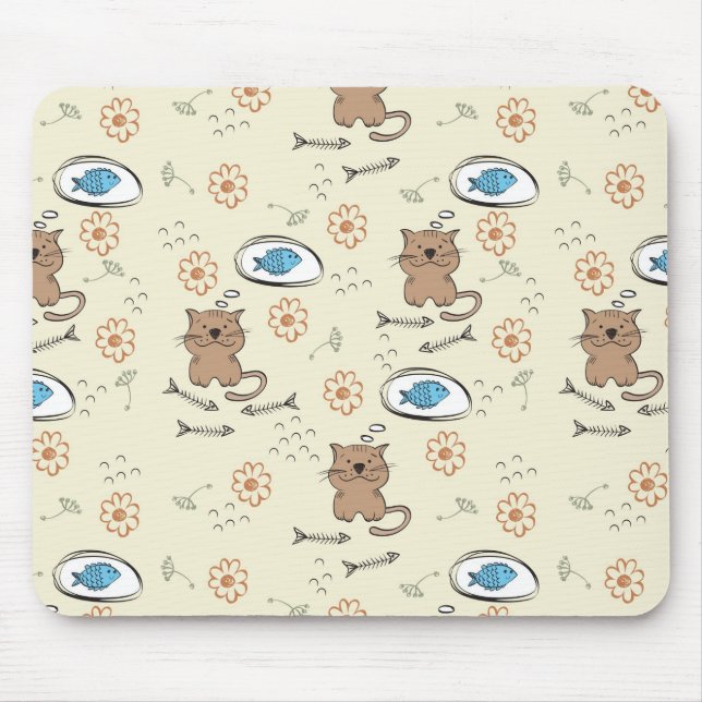 cat and fish pattern mouse mat (Front)