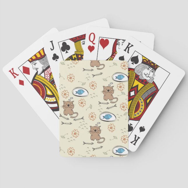 cat and fish pattern playing cards (Back)