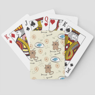 cat and fish pattern playing cards