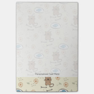 cat and fish pattern post-it notes
