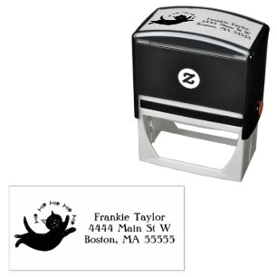 Cat and Fishbones Personalised Self-inking Stamp