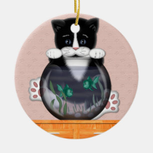 Cat and Fishbowl Ornament