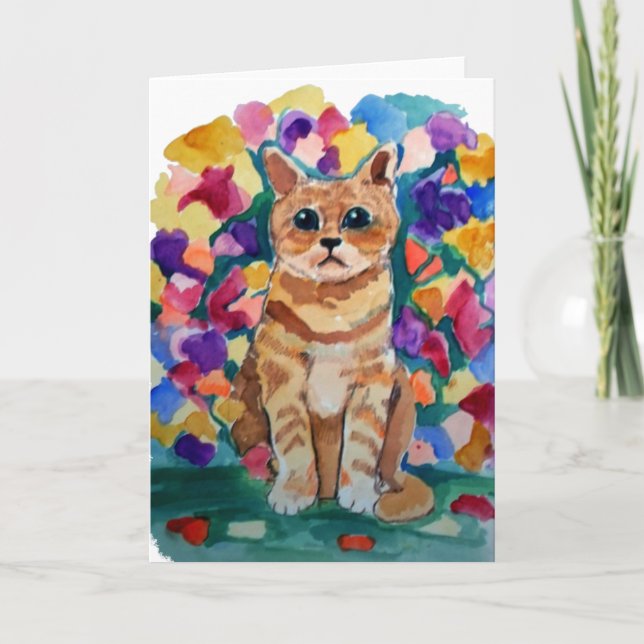 Cat and Flowers Card (Front)
